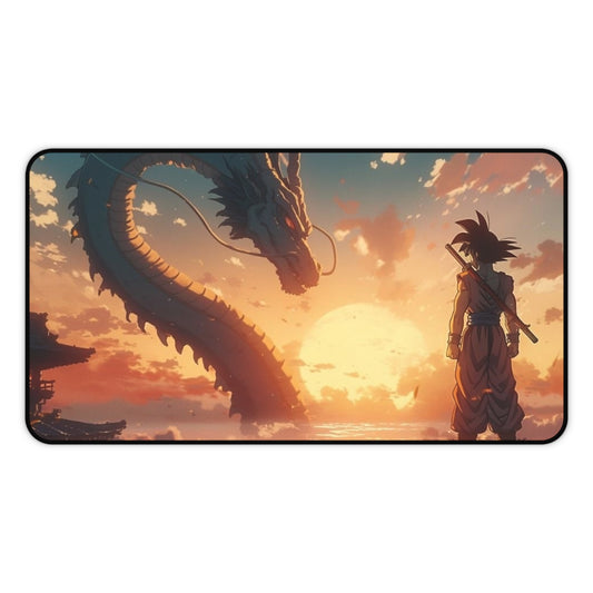 Sunset Dragon Encounter Desk Mat | Dragon Silhouette Desk Mat