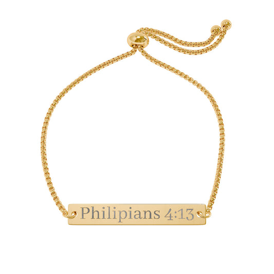 Engravable Bar Bracelet — Adjustable Philinians Script