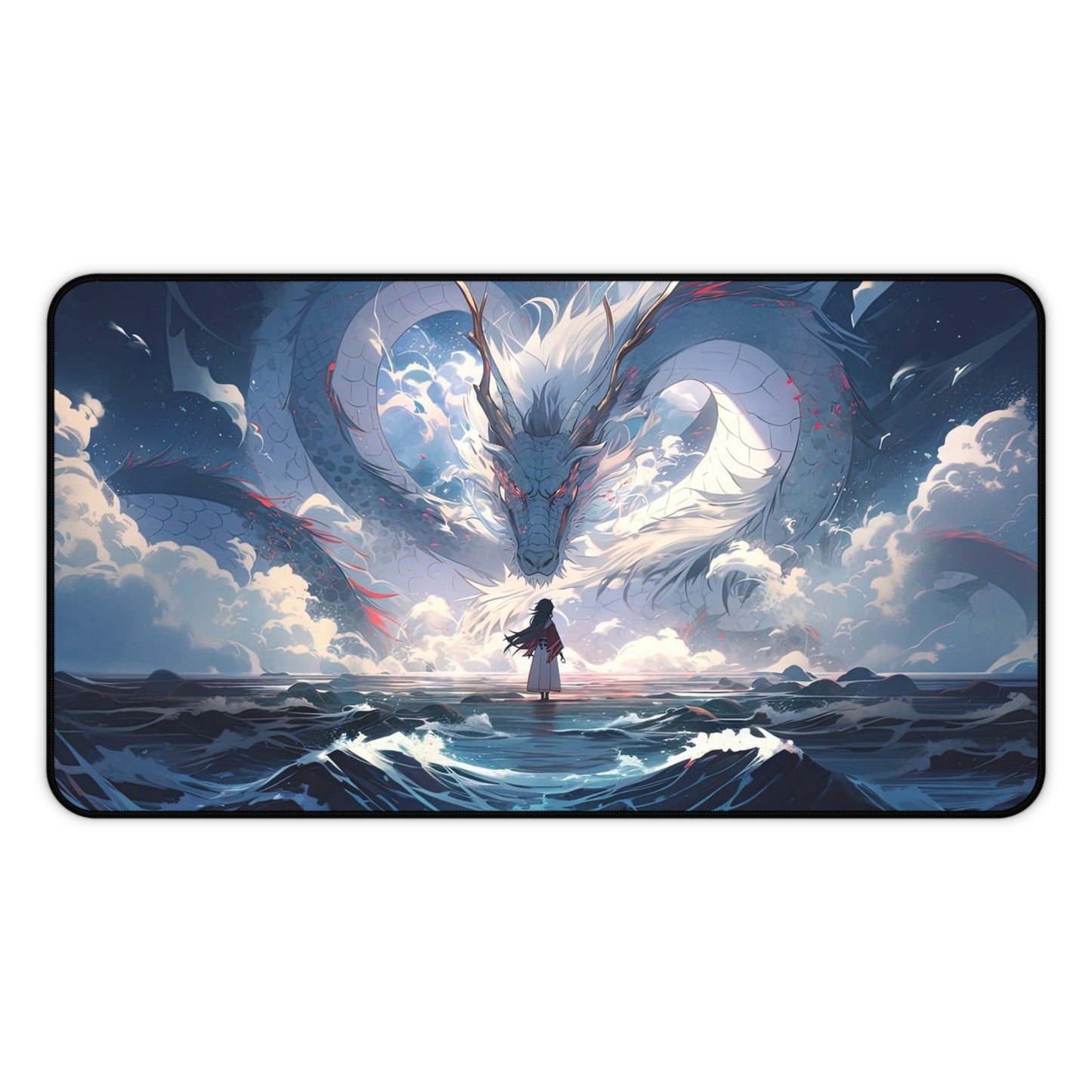 Ocean Dragon Encounter Desk Mat | Fantasy Landscape Mousepad