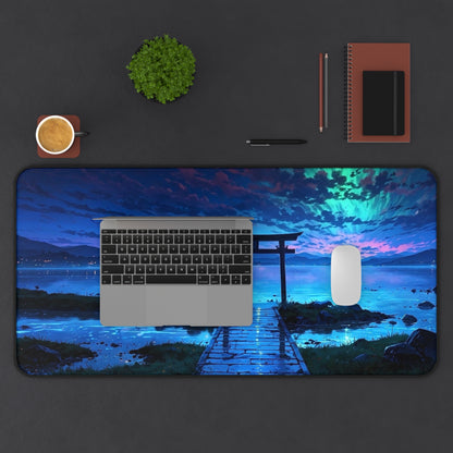 Torii Gate at Night Desk Mat | Night Sky Ocean Desk Mat