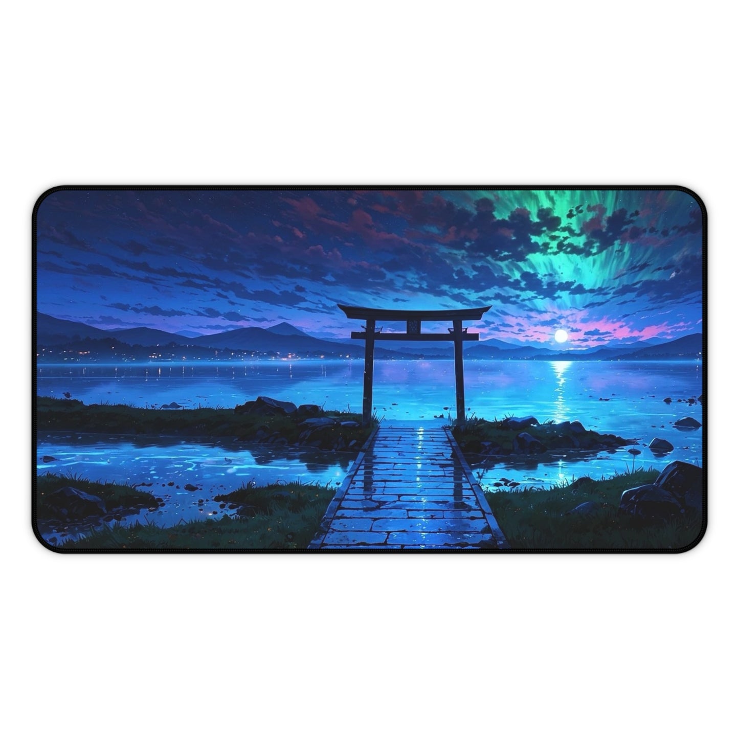 Torii Gate at Night Desk Mat | Night Sky Ocean Desk Mat
