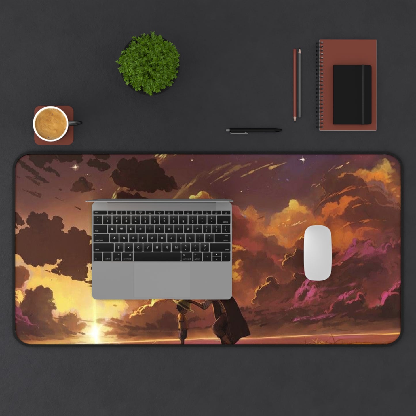Sunset Sky Lovers Desk Mat | Romantic Cloudscape Mouse Pad