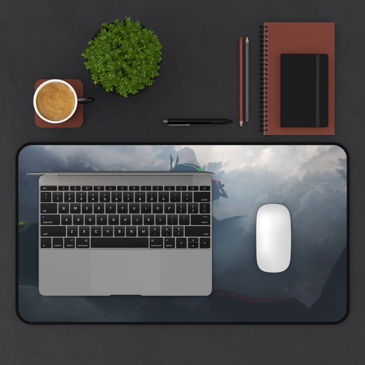 Rayquaza Desk Mat | Fantasy Cloudscape, Dark Atmospheric Gaming Mousepad