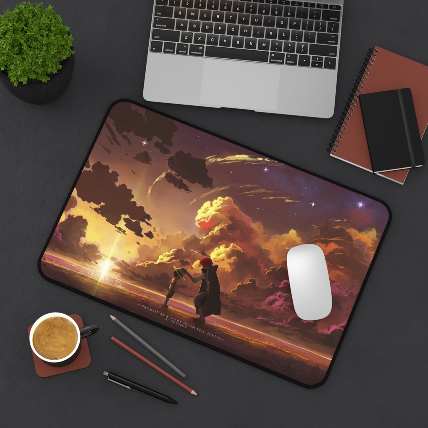 Sunset Sky Lovers Desk Mat | Romantic Cloudscape Mouse Pad