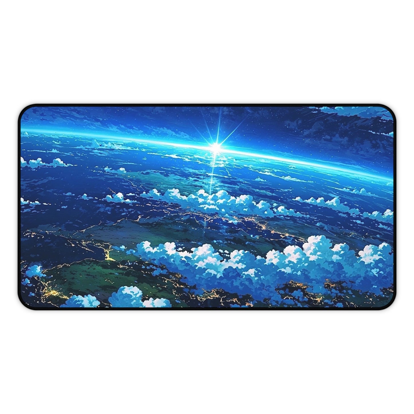 Celestial Sunrise Over Earth Desk Mat | Space Landscape Mousepad