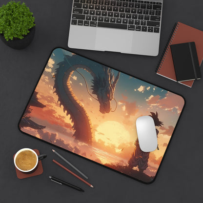 Sunset Dragon Encounter Desk Mat | Dragon Silhouette Desk Mat