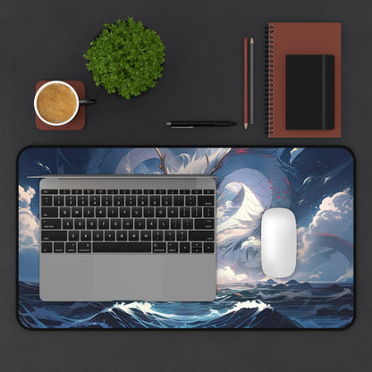 Ocean Dragon Encounter Desk Mat | Fantasy Landscape Mousepad