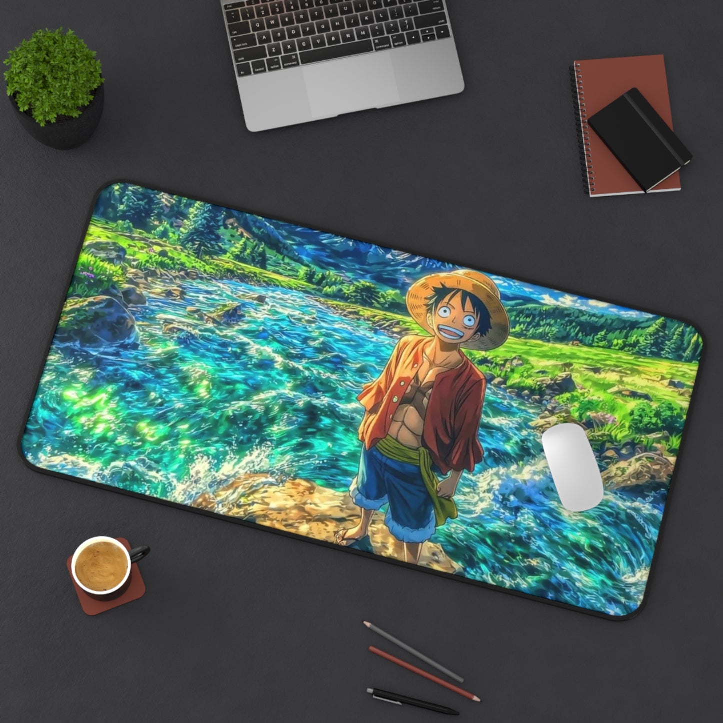 Straw Hat Pirate at River Desk Mat | Anime Landscape Mousepad