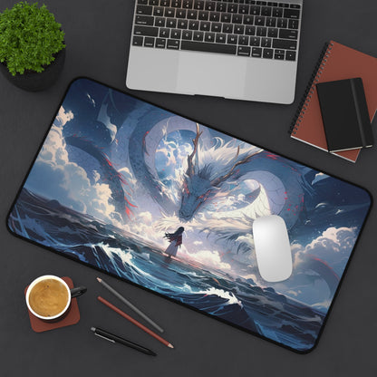Ocean Dragon Encounter Desk Mat | Fantasy Landscape Mousepad