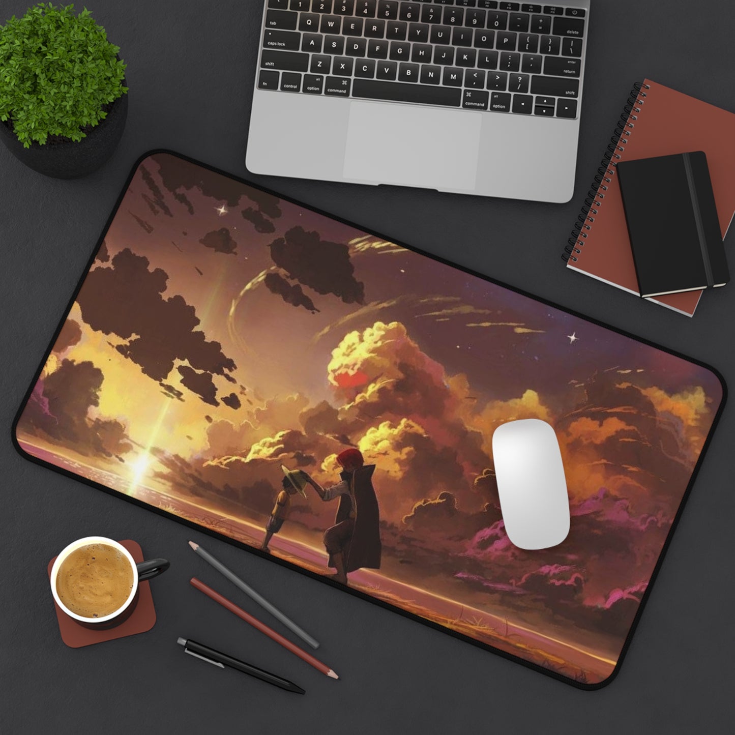 Sunset Sky Lovers Desk Mat | Romantic Cloudscape Mouse Pad