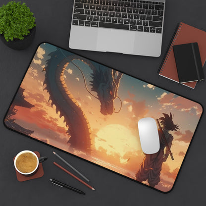Sunset Dragon Encounter Desk Mat | Dragon Silhouette Desk Mat