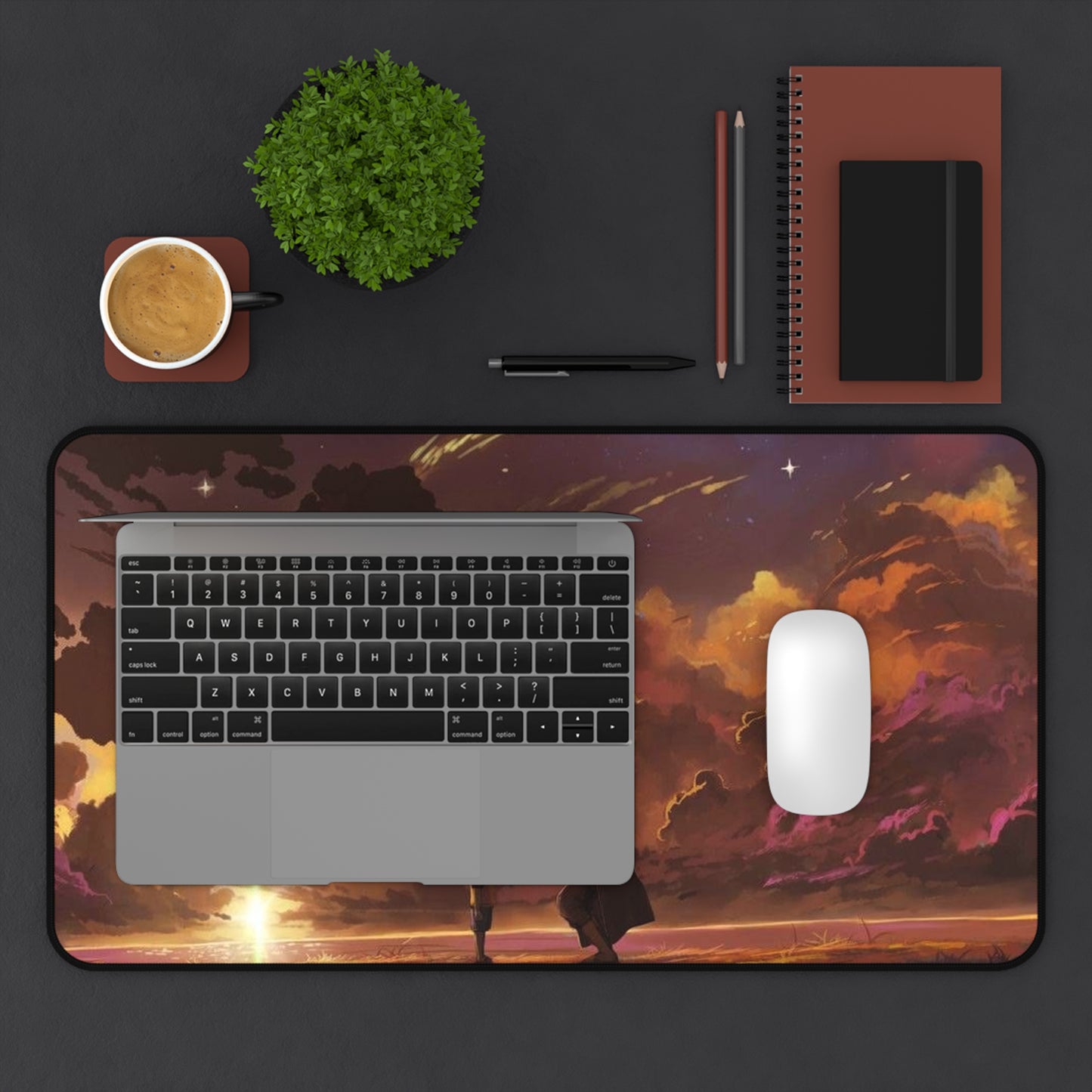 Sunset Sky Lovers Desk Mat | Romantic Cloudscape Mouse Pad