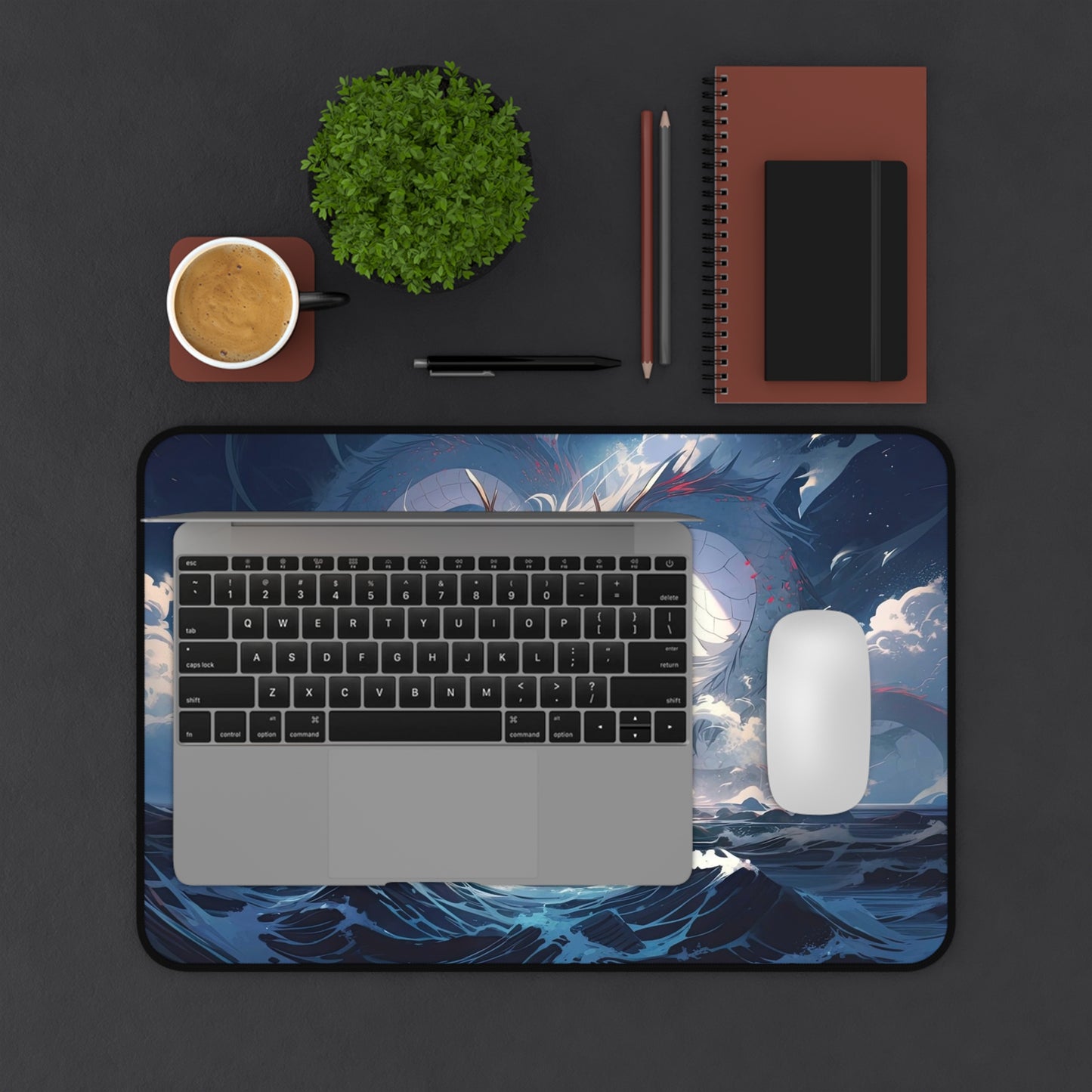 Ocean Dragon Encounter Desk Mat | Fantasy Landscape Mousepad