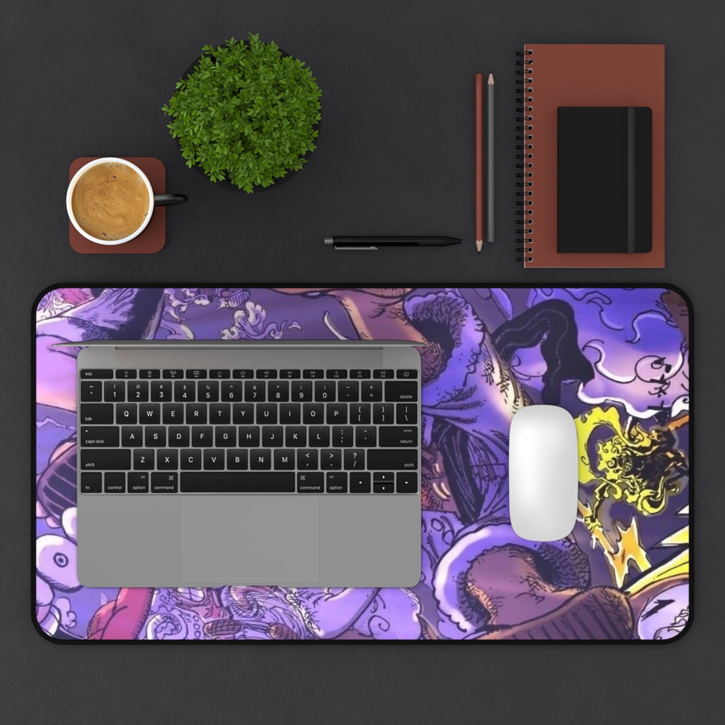 Octopus Kraken Illustration Desk Mat | Purple Nautical Sea Monster Mousepad