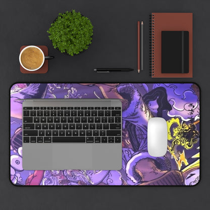 Octopus Kraken Illustration Desk Mat | Purple Nautical Sea Monster Mousepad