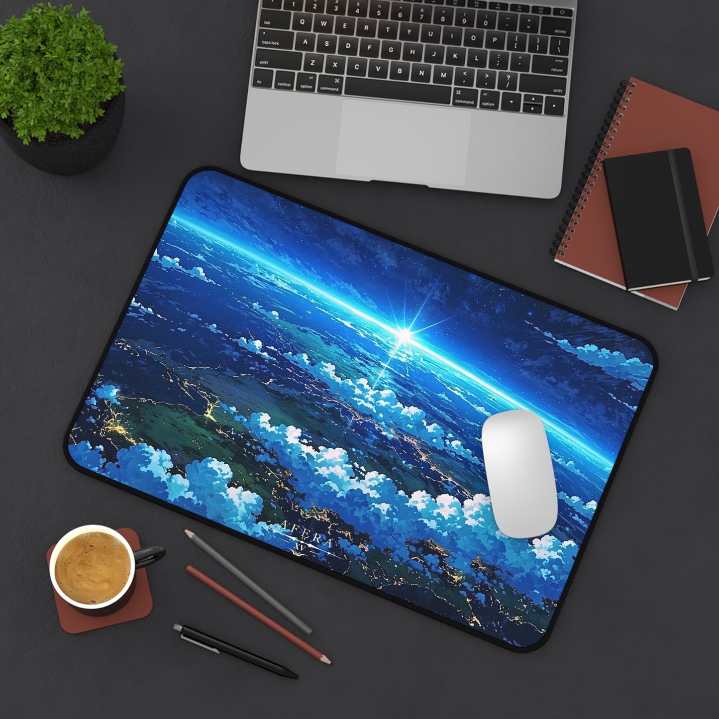 Celestial Sunrise Over Earth Desk Mat | Space Landscape Mousepad
