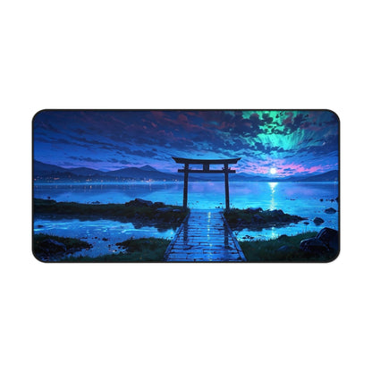 Torii Gate at Night Desk Mat | Night Sky Ocean Desk Mat