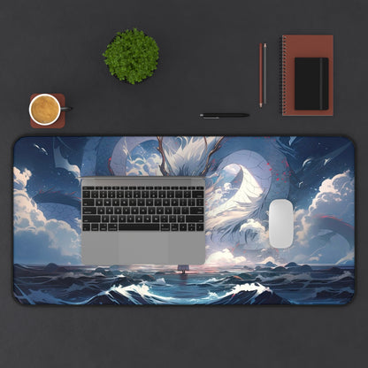 Ocean Dragon Encounter Desk Mat | Fantasy Landscape Mousepad