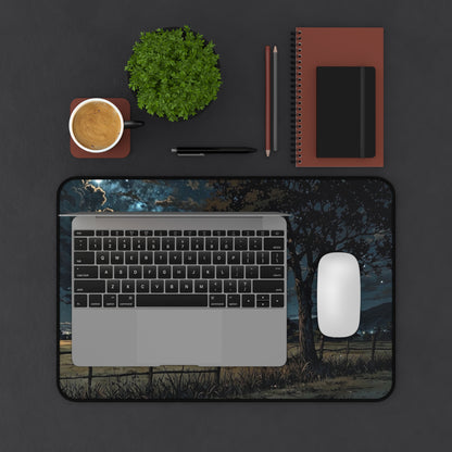 Starry Night Countryside Desk Mat | Moonlit Field Mousepad