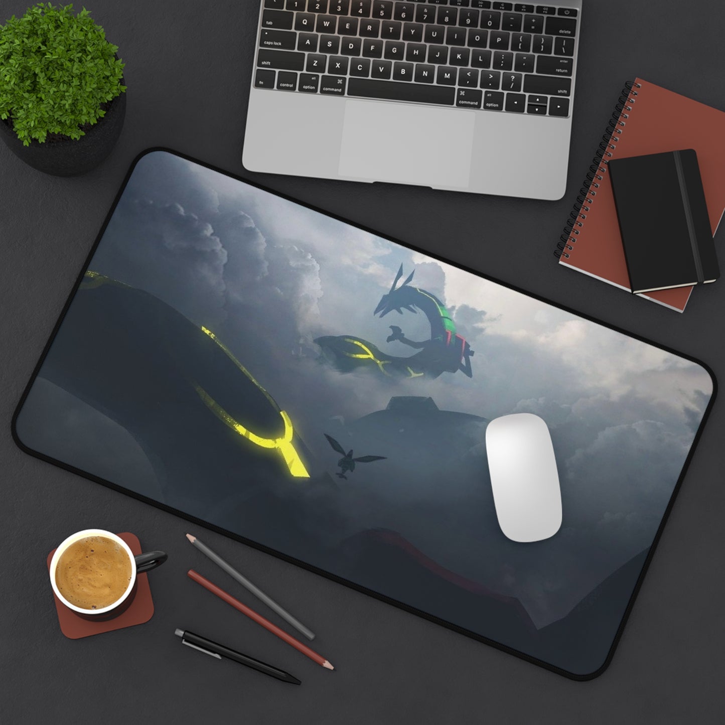 Storm Dragons Desk Mat | Fantasy Cloudscape, Dark Atmospheric Gaming Mousepad