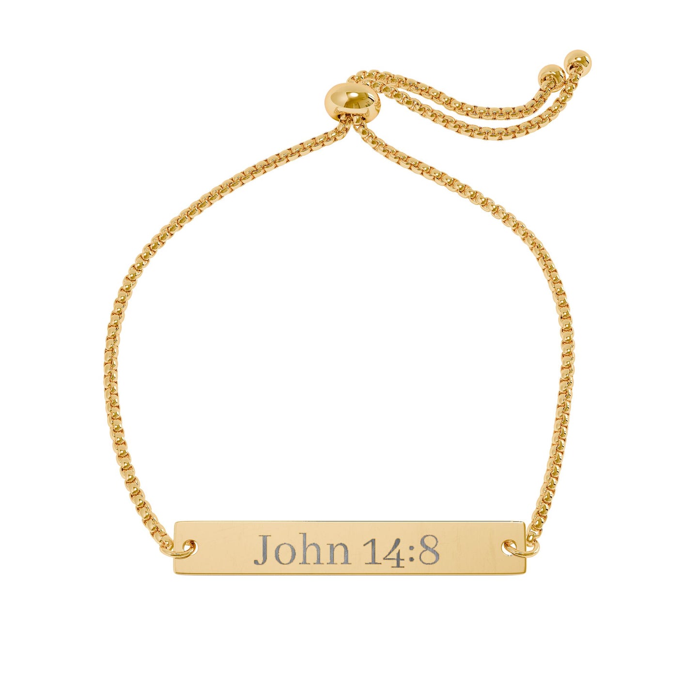 Engravable Bar Bracelet — Adjustable John 14:8 Gold/Rose Gold