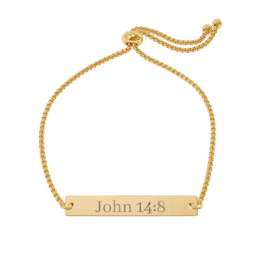 Engravable Bar Bracelet — Adjustable John 14:8 Gold/Rose Gold