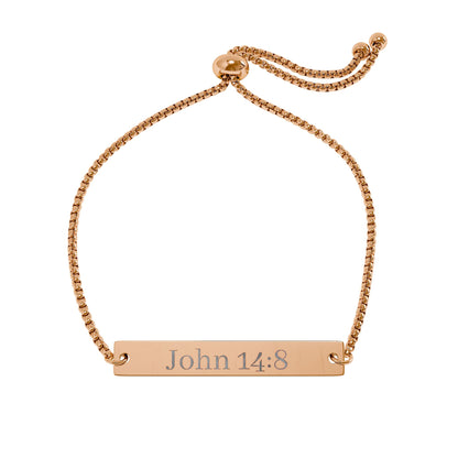 Engravable Bar Bracelet — Adjustable John 14:8 Gold/Rose Gold