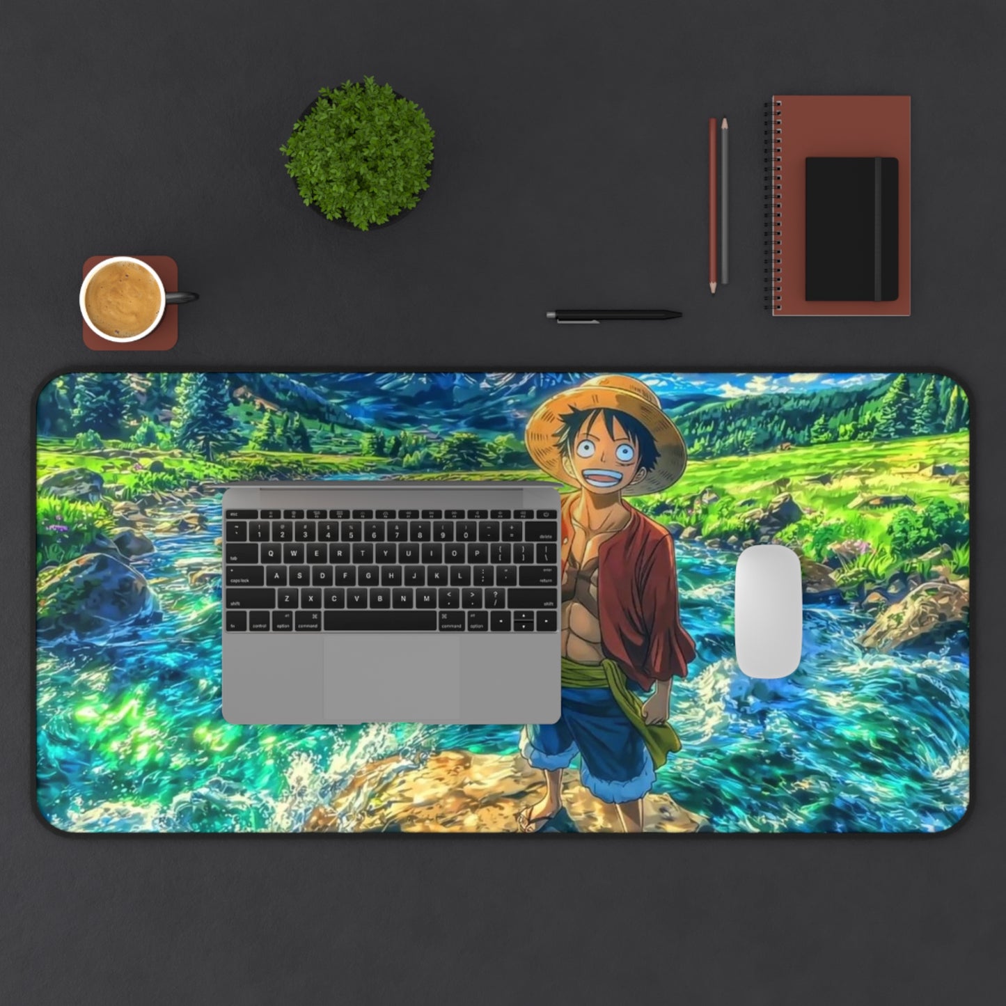 Straw Hat Pirate at River Desk Mat | Anime Landscape Mousepad
