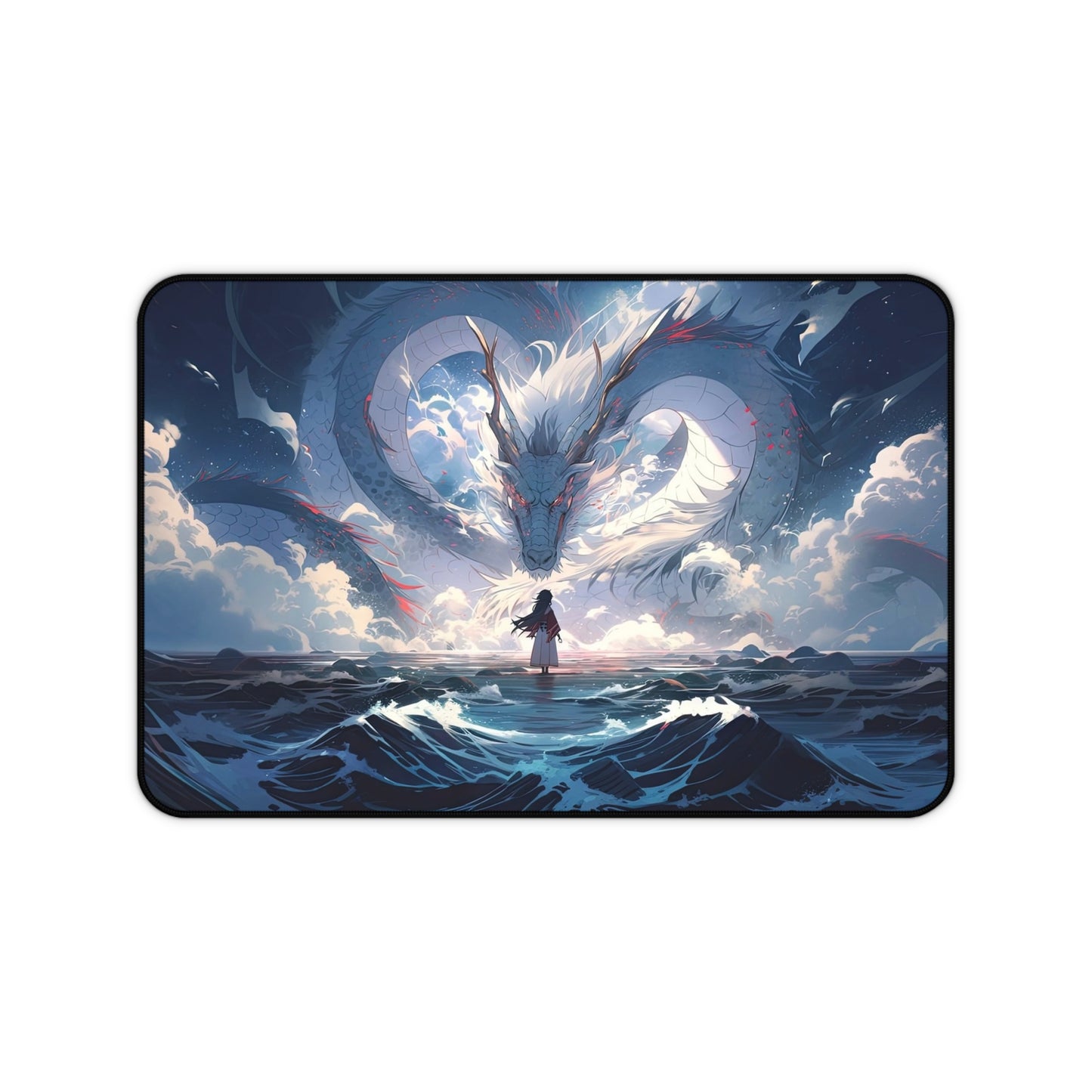 Ocean Dragon Encounter Desk Mat | Fantasy Landscape Mousepad