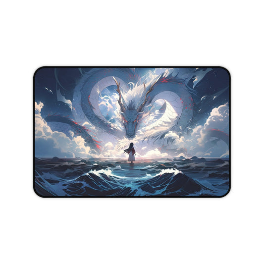 Ocean Dragon Encounter Desk Mat | Fantasy Landscape Mousepad