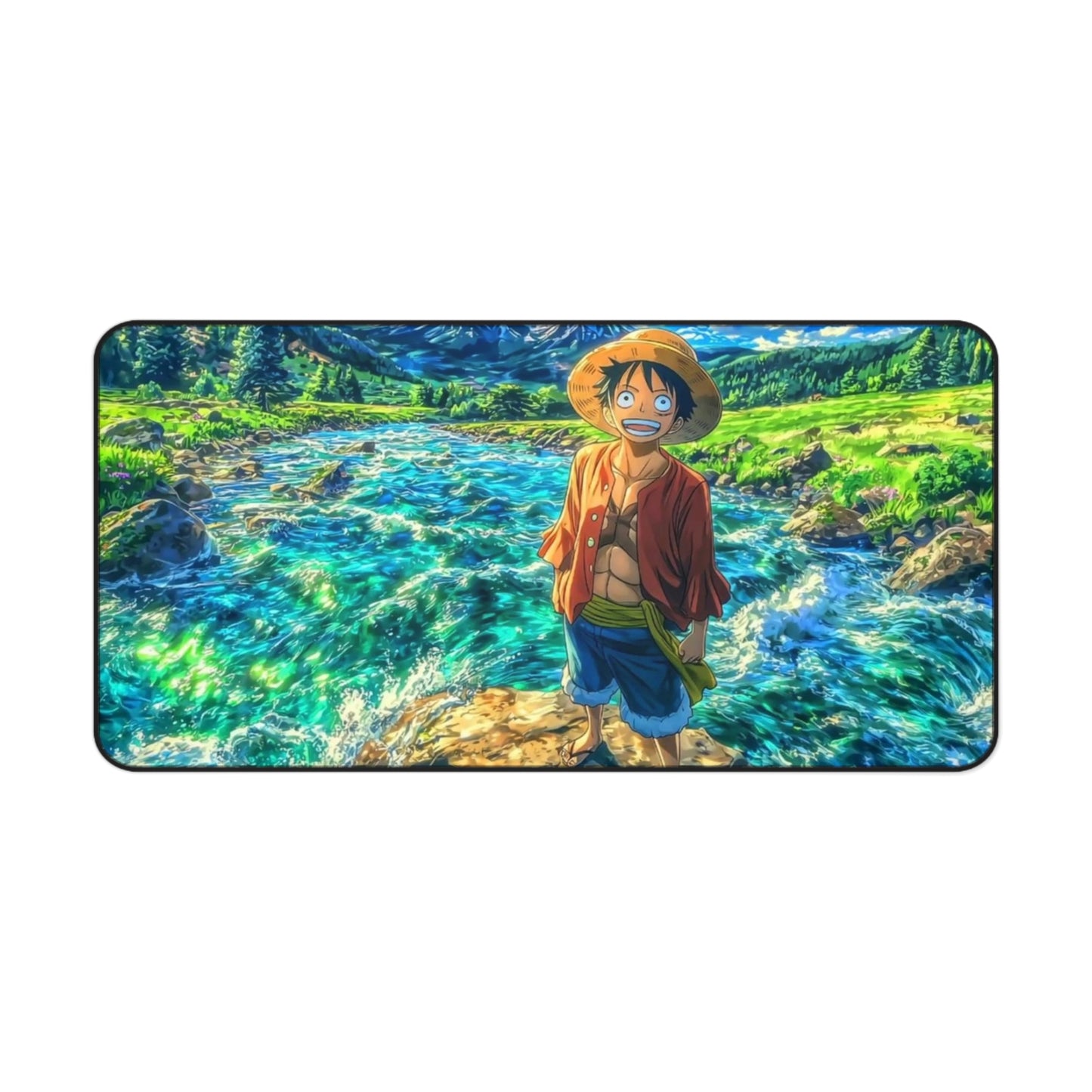 Straw Hat Pirate at River Desk Mat | Anime Landscape Mousepad
