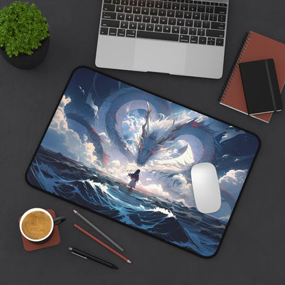Ocean Dragon Encounter Desk Mat | Fantasy Landscape Mousepad