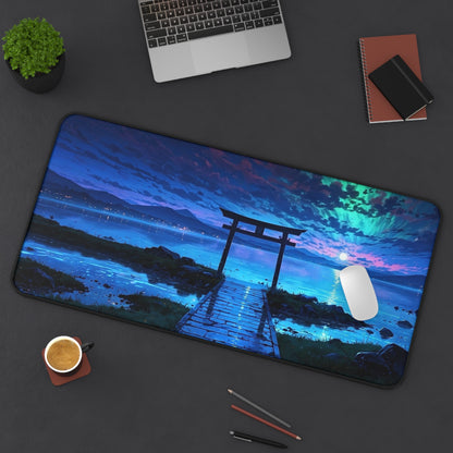 Torii Gate at Night Desk Mat | Night Sky Ocean Desk Mat