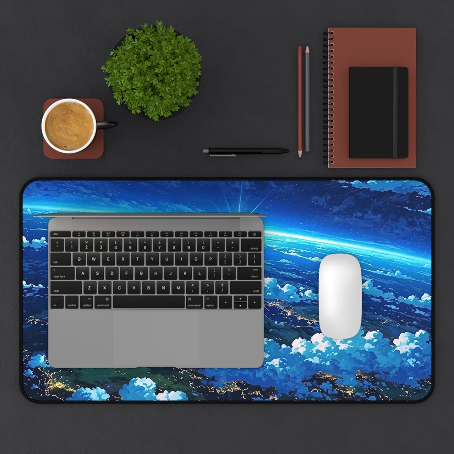 Celestial Sunrise Over Earth Desk Mat | Space Landscape Mousepad