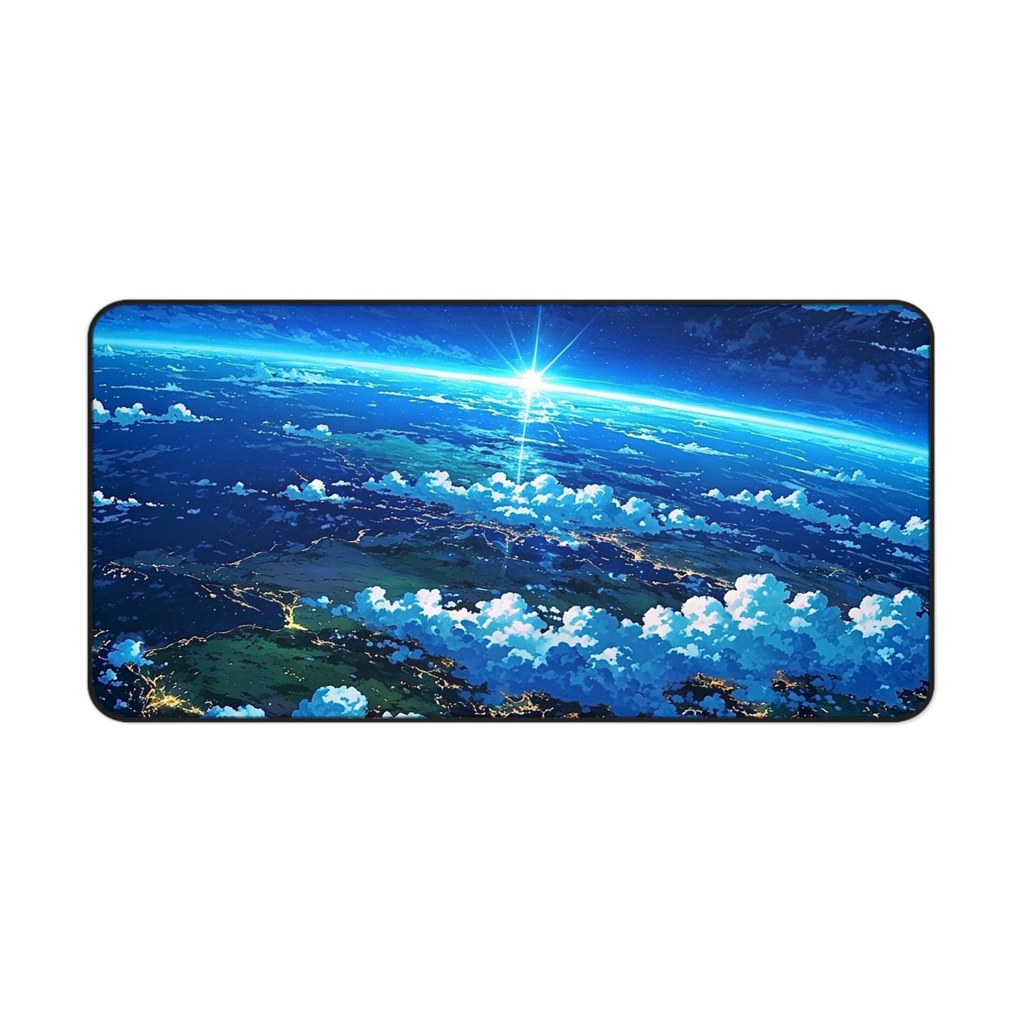 Celestial Sunrise Over Earth Desk Mat | Space Landscape Mousepad